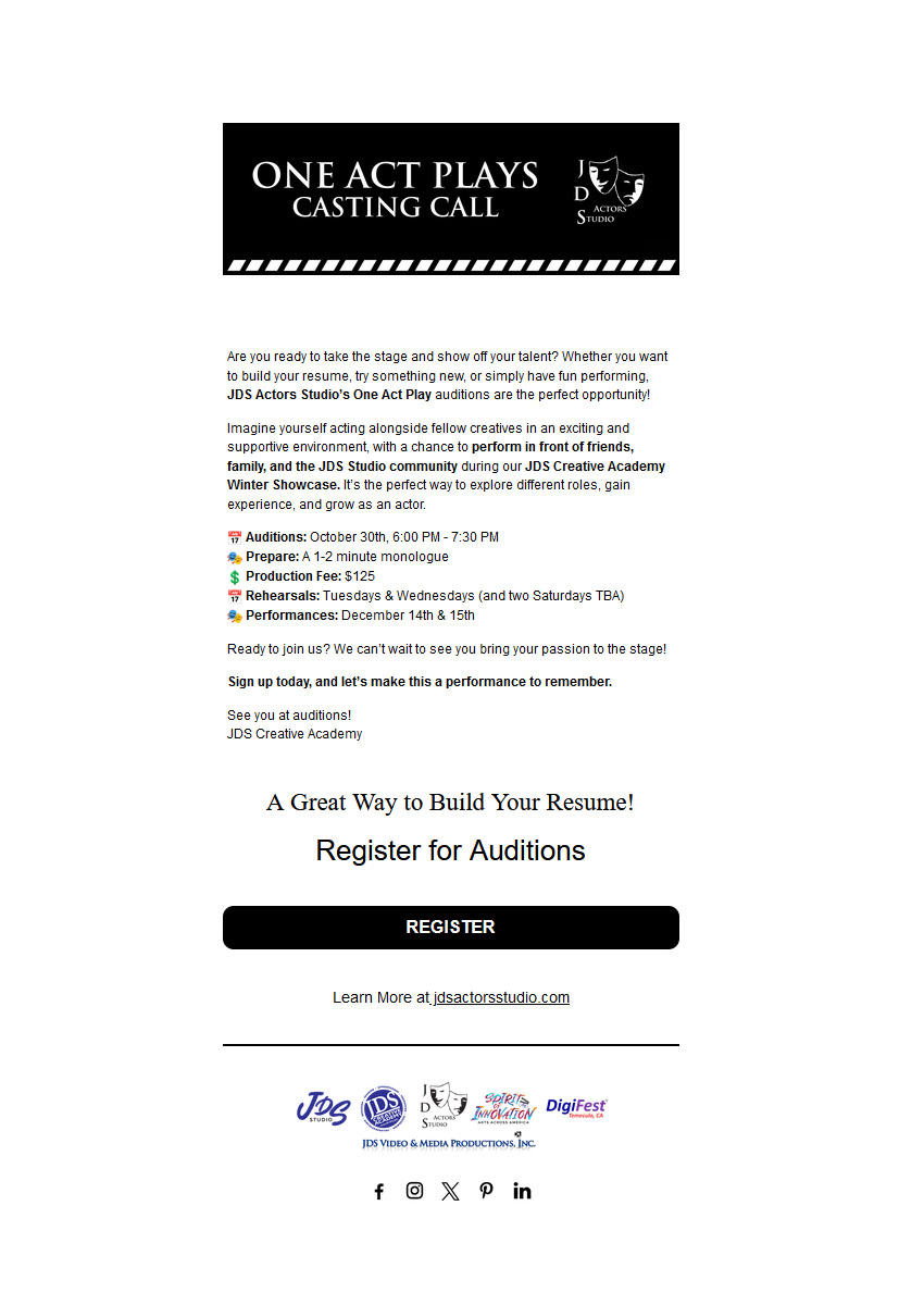 Get Ready to Shine on Stage! Auditions are Coming Up!