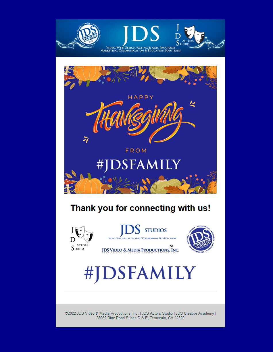 Happy Thanksgiving from the #JDSFamily
