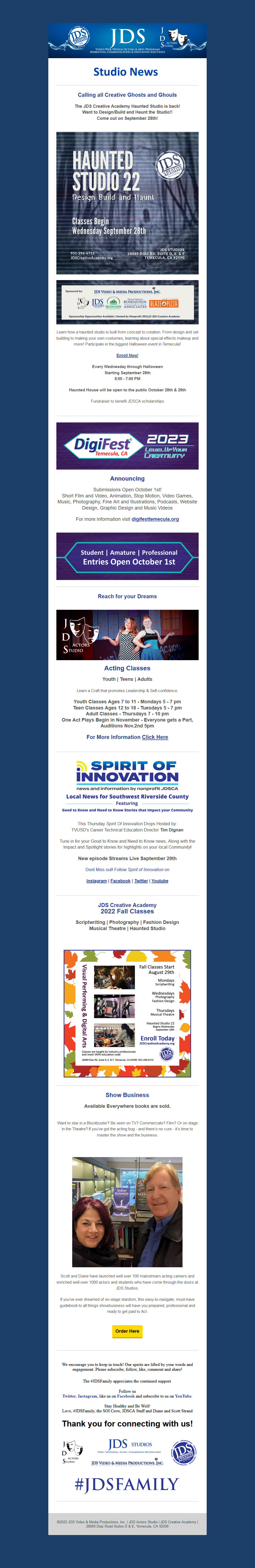 #JDSFamily - September Studio News